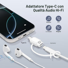 Carica l'immagine nel visualizzatore di Gallery, Adattatore Audio da USB C a Lightning, Convertitore HiFi per Cuffie da USB C Maschio a Lightning Femmina, compatibile co