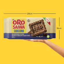 Carica l'immagine nel visualizzatore di Gallery, Oro Saiwa Cioccoro, Frollini Integrali al Cacao con Gocce di Cioccolato e Fiocchi d'Avena, Fonte di Fibre, 100% Grano It