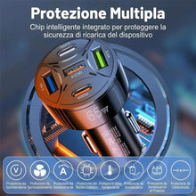 Carica l'immagine nel visualizzatore di Gallery, Caricatore Auto USB C Accendisigari 65W, Presa Multi USB Rapida a 5 Porte