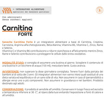 Carica l'immagine nel visualizzatore di Gallery, Sanavita Carnitina Forte, Formula completa + Creatina, Carnosina, Beta-alanina per sostegno attività fisica - 14 bustine