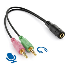 Carica l'immagine nel visualizzatore di Gallery, deleyCON 20cm Headset PC Laptop Adattatore Audio Jack Y Stereo - 1x 3,5mm Presa CTIA 4 Poli TRRS a 2x 3,5mm Connettori -