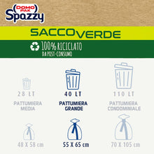 Carica l'immagine nel visualizzatore di Gallery, Domopak Spazzy Sacchi Nettezza Saccoverde 40Lt - 5 Confezioni da 20 Pezzi