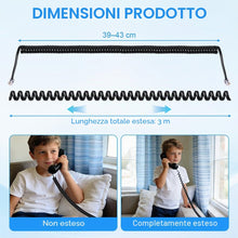 Carica l'immagine nel visualizzatore di Gallery, Cavo Telefonico Spirale, 4pcs Cavo a Spirales, 4m Cavo a Spirale per Cornetta Telefonico, 4P4C Spina RJ9/RJ10/RJ22, Conn
