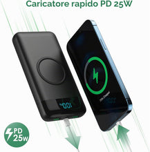 Carica l'immagine nel visualizzatore di Gallery, Power Bank Wireless Ricarica Rapida 26800 mAh, Power Bank 25W PD3.0 + QC4.0, 15W Wireless Caricatore Portatile Powerbank