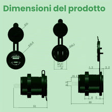 Carica l'immagine nel visualizzatore di Gallery, Offgridtec presa USB auto 12V/24V con copertura a ribalta, ricarica rapida (5V 2,4A USB-A + USB-C), caricatore da pannel