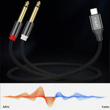 Carica l'immagine nel visualizzatore di Gallery, J&amp;D Cavo Audio USB-C a Jack 6,35 mm, USB Tipo-C a Doppio 6,35 mm TS Mono a Y Cavo Audio per Tablet, Laptop, Amplificator