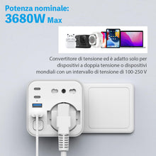 Carica l'immagine nel visualizzatore di Gallery, Adattatore Presa Giappone, 6 in 1 Adattatore Giappone Italiano con 4 USB, per Cina, Filippine, America, Canada, 3680W, S