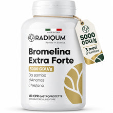 Carica l'immagine nel visualizzatore di Gallery, Bromelina Extra Forte 5000 GDU/g | Integratore Bromelina Forte | 180 Compresse Gastroprotette | Gambo d’Ananas | Vegan |