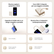 Carica l'immagine nel visualizzatore di Gallery, Xiaomi 33W Power Bank 10000mAh, Cavo USB-C, Ricarica Rapida, Blu Ghiaccio