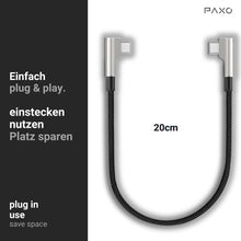 Carica l'immagine nel visualizzatore di Gallery, PAXO Cavo di ricarica da 0,2 m, 3A, cavo da USB C a USB C, USB 2.0, elegante spina angolata, guaina in tessuto particola
