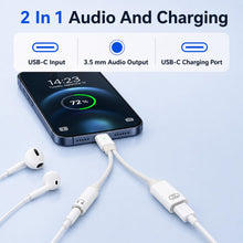 Carica l'immagine nel visualizzatore di Gallery, Adattatore USB C Jack 3,5 mm, Adattatore Cuffie USB C 2 in 1 con Porta Audio Aux e Ricarica Rapida PD 100W, Splitter Typ