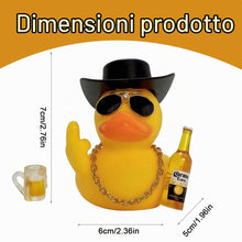 Carica l'immagine nel visualizzatore di Gallery, Paperella di Gomma per Auto, Anatra Gialla Giocattolo, Ornamenti Auto con, Occhiali da Sole, Catena d'Oro per Decorare B