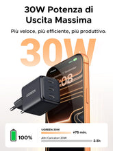 Carica l'immagine nel visualizzatore di Gallery, UGREEN Zapix 30W Caricatore USB C 3 Porte Ricarica Rapida Spina da Parete