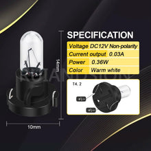Carica l'immagine nel visualizzatore di Gallery, Ruiandsion Lampadina alogena T4.2, 12 V, quadro strumenti, per cruscotto, luce bianca calda, confezione da 10