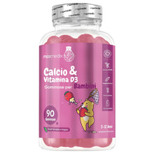Carica l'immagine nel visualizzatore di Gallery, Calcio Integratore con Vitamina D Bambini, 90 Gommose Fragola e Vaniglia