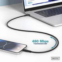 Carica l'immagine nel visualizzatore di Gallery, DIGITUS Cavo di connessione USB 2.0-1m - USB Type-C a Type-C - Alta velocità 480 Mbit/s - 60W Power Delivery - cavo fles