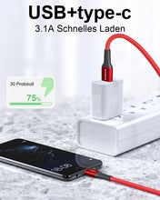 Carica l'immagine nel visualizzatore di Gallery, [2pcs 2m] 100W PD3.0 USB C a C Cavo di ricarica veloce + 3.1A USB A a C di in nylon intrecciato ricarica veloce Cavo per
