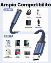 Carica l'immagine nel visualizzatore di Gallery, MOGOOD Adattatore USB C a Jack 3,5mm 0,12M DAC HiFi Presa Femmina TRRS