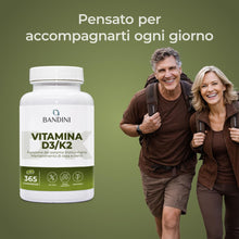 Carica l'immagine nel visualizzatore di Gallery, Bandini® Vitamina D3 K2 | 365 COMPRESSE (12 Mesi) | Vitamina D 2000 UI +