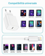 Carica l'immagine nel visualizzatore di Gallery, Caricatore iPhone Apple Certificato MFi,20W Caricatore Rapido iPhone Caricatore USB C con 2M Lightning Cavo per iPhone 1