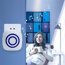 Carica l'immagine nel visualizzatore di Gallery, Kit elettronico per campanello senza fili con 1 ricevitore plug-in e 1 rilevatore di movimento PIR Sensore 3 livelli di 