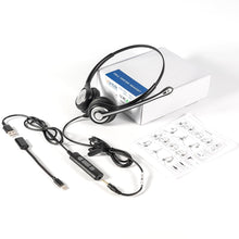 Carica l'immagine nel visualizzatore di Gallery, Wantek Cuffie con microfono USB 3,5 mm Jack Tipo C Adattatore Professioanl Cuffie con Cancelling Mic per Call Center Bus