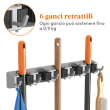 Carica l'immagine nel visualizzatore di Gallery, Lifewit Porta Scope Parete, 5 slot 6 Ganci, Confezione da 1, Nero