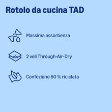 Carica l'immagine nel visualizzatore di Gallery, by Amazon Rotolo da Cucina TAD Ultra Assorbente, 4 Rotoli (Confezione da 1), 51 Fogli per Rotolo