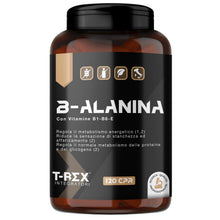 Carica l'immagine nel visualizzatore di Gallery, Beta Alanina da 1000mg | Integratore alimentare a base di B-Alanina con Vitamina B1 e B6 | T-Rex Integratori 120 compres
