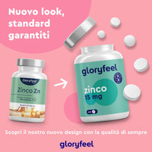Carica l'immagine nel visualizzatore di Gallery, Zinco Puro Integratore 15mg, Scorta + 1 Anno, 400 Compresse Vegan contro Acne e Brufoli, Antiossidante per Pelle Sana, Z
