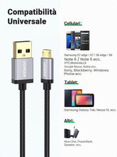 Carica l'immagine nel visualizzatore di Gallery, UGREEN Micro USB Cable Fast Charging QC3.0 18W Nylon Braided (2M)