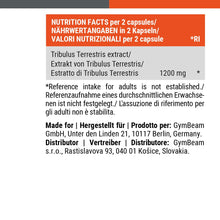 Carica l'immagine nel visualizzatore di Gallery, GymBeam Tribulus Terrestris Estratto Potente - un Aiuto a Favore del Testosterone, 1200mg per Dose, per l'Uomo, 90% di S