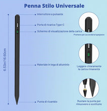 Carica l'immagine nel visualizzatore di Gallery, Penne Stilo MoKo Per Schermi Touch, Stilo Con Indicatore Carica, Nero