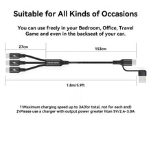 Carica l'immagine nel visualizzatore di Gallery, tigratigro Multi Cavo di Ricarica, 3 in 1 Multiplo Cavetto [1.2M] Multiplo Cavetto con 3 Cavo Nylon USB Tipo C, con Adat