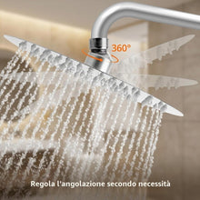 Carica l'immagine nel visualizzatore di Gallery, QWORK® Soffione per doccia Ø 20 cm, soffione doccia regolabile 360°, doccia soffione rotondo