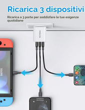 Carica l'immagine nel visualizzatore di Gallery, Caricatore USB da Muro a 3 Porte, 15W/3A Caricabatterie Presa USB Universale per iPhone 11 XS XR Samsung M20 S10 Huawei 