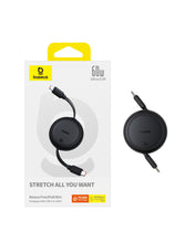 Carica l'immagine nel visualizzatore di Gallery, Baseus Cavo da USB C a USB C, arrotolabile, 60 W, 1 m, mini retrattile, cavo di ricarica veloce, USB C per iPhone 16, 15