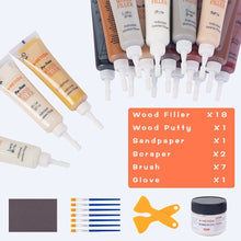 Carica l'immagine nel visualizzatore di Gallery, Set di riparazione in laminato, 31 stucco per legno, 18 colori, set di riparazione per parquet, kit di riparazione per l