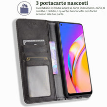 Carica l'immagine nel visualizzatore di Gallery, Portafoglio Custodia Cover per Oppo A58 4G, Cover Biglietti Visita Pelle Retro con Chiusura Magnetica Premium Pu Flip. N