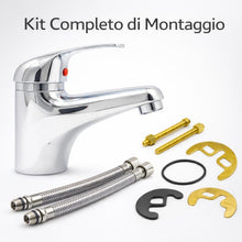 Carica l'immagine nel visualizzatore di Gallery, Rubinetto Miscelatore per Lavabo con Finitura Cromata Brillante | Kit Completo di Montaggio