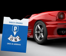 Carica l'immagine nel visualizzatore di Gallery, One Shop Disco orario Europeo con Busta Protettiva in PVC per parcheggio Maxi Auto Camion Camper Bicolore Fronte Blu Ret