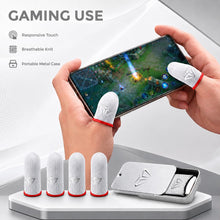 Carica l'immagine nel visualizzatore di Gallery, 4 pezzi finger sleeves per giochi mobili guanti per pollice traspiranti per touch screen anti-sudore antiscivolo ultra s