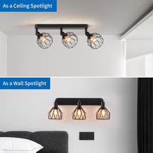 Carica l'immagine nel visualizzatore di Gallery, ANWIO Faretti LED Soffitto Regolabili Base Rettangolare,Faretti da Parete con 3 Lampadine LED Attacco E14,Plafoniera Par
