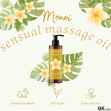 Carica l'immagine nel visualizzatore di Gallery, QKnatur - Olio da massaggio MONOI - 200ml - BIO - Con ingredienti naturali. Per massaggi corpo rilassanti. Aroma delicat