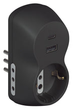 Carica l'immagine nel visualizzatore di Gallery, BTICINO Adattatore Advance B3, con Presa Schuko Standard Tedesco, USB A+C, 2 Prese 10A, Spina Piccola 10A, Presa Multipl