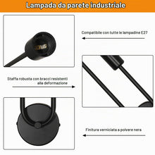 Carica l'immagine nel visualizzatore di Gallery, Comely Applique Interno E27 2 Luci Nero Regolabile Industriale
