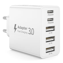 Carica l'immagine nel visualizzatore di Gallery, Caricabatterie USB C 50W, Presa USB Muro con 5 Porte (2 USB-C PD 20W e 3 USB-A), Caricatore Rapide Multiplo Adattatore U