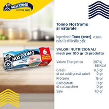 Carica l'immagine nel visualizzatore di Gallery, Nostromo - Tonno al naturale, 6 lattine da 70gr. Meno dell'1% di grassi, senza conservanti
