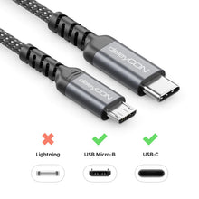 Carica l'immagine nel visualizzatore di Gallery, deleyCON 0,30m Cavo USB-C a Micro USB Corto (Cavo di Ricarica e Dati per Dispositivi Micro USB) - per Controller PS4, Te