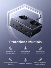 Carica l'immagine nel visualizzatore di Gallery, UGREEN 6 IN 1 Ciabatta Multipresa Elettrica 3680W 2 AC 4 USB PD 1.5M Nero